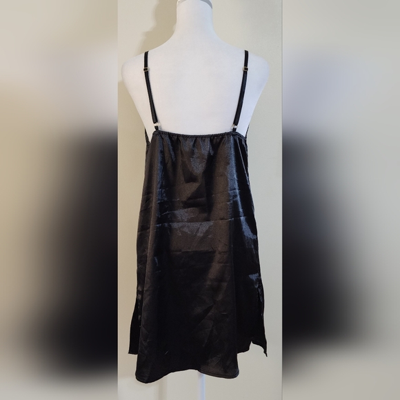 Sexy Black Silky Babydoll Lingerie Slip Dress Nightie Size M - Picture 6 of 9